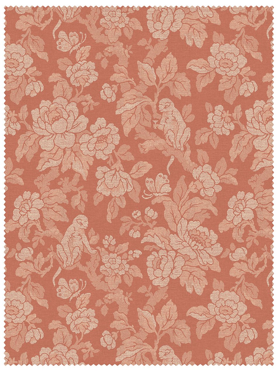 Drunken Monkey Recycled Velvet Fabric - Melon - Divine Savages - DVS157-DMKY-MELO-VEL-MET - Premier Wallcovering