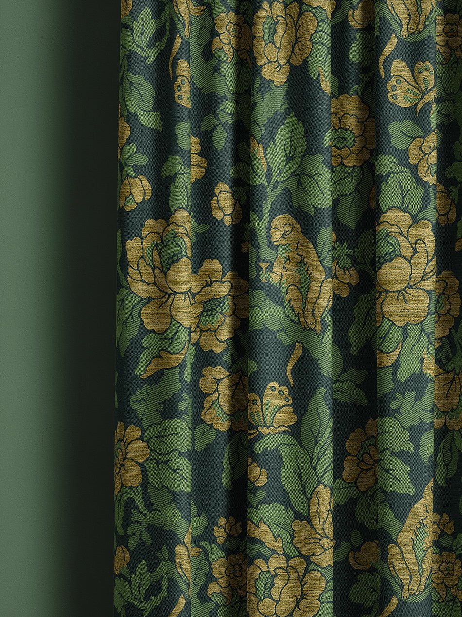 Drunken Monkey Recycled Velvet Fabric - Jungle - Divine Savages - DVS156-DMKY-JUNG-VEL-MET - Premier Wallcovering