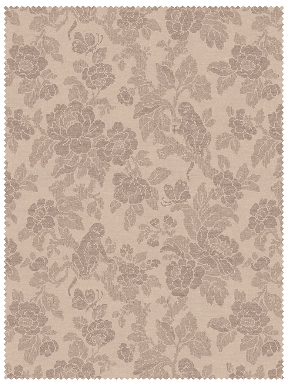 Drunken Monkey Recycled Velvet Fabric - Nut Blush City - Divine Savages - DVS178-DMKY-BLUSH-VEL-MET - Premier Wallcovering