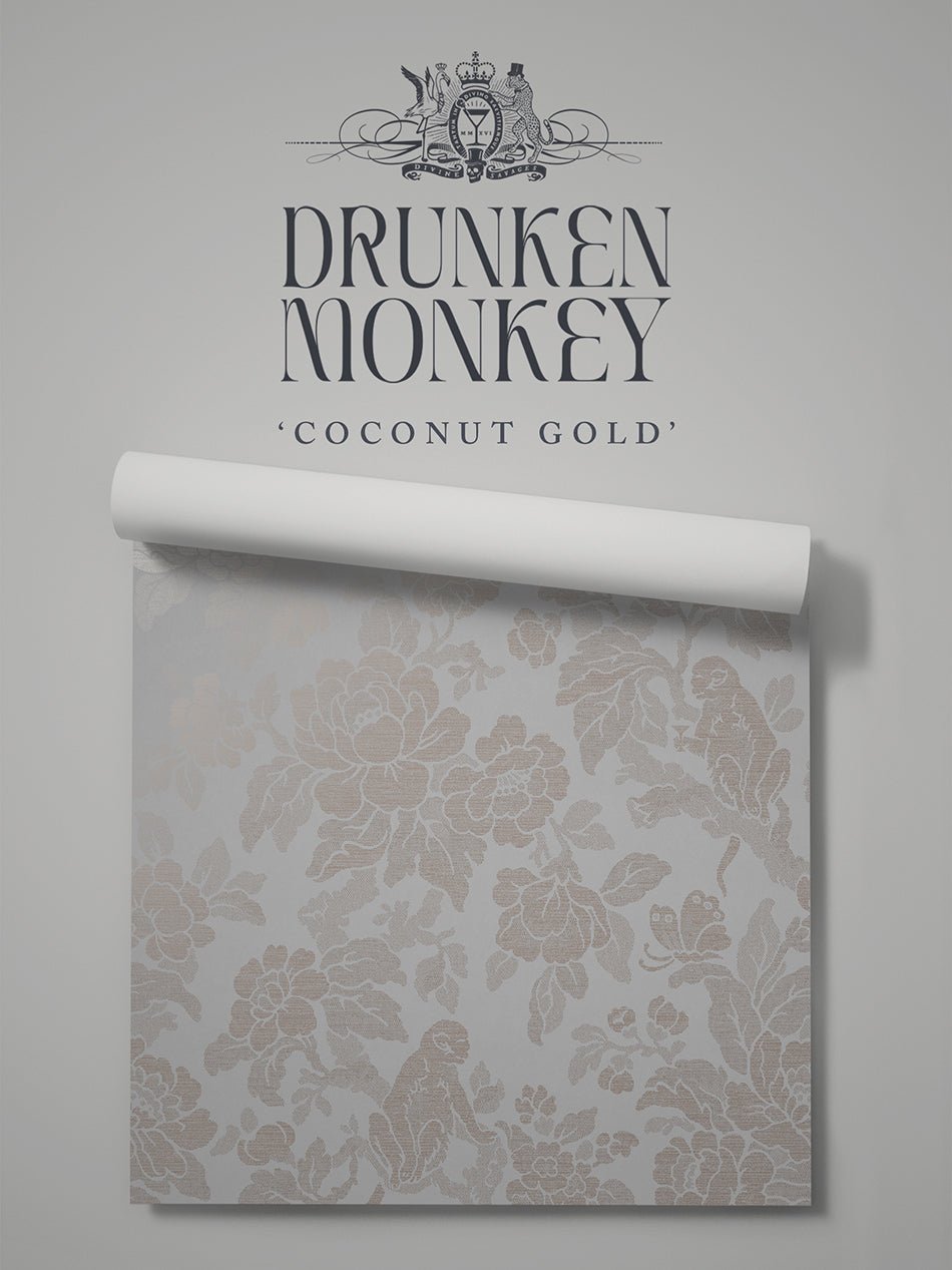 Drunken Monkey Wallpaper - Coconut Gold - Divine Savages - DVS154-DMKY-COCO-GLD-WR - Premier Wallcovering