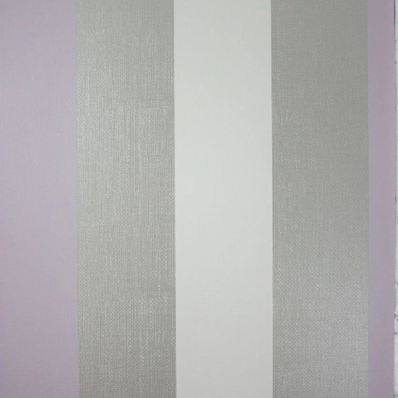 Dulwich Stripe Vinyl Wallpaper - Beige/ Lilac/Pale Gilver - Osborne & Little - W6334-01 - Premier Wallcovering