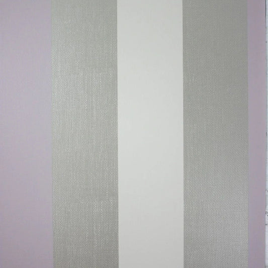 Dulwich Stripe Vinyl Wallpaper - Beige/ Lilac/Pale Gilver - Osborne & Little - W6334-01 - Premier Wallcovering