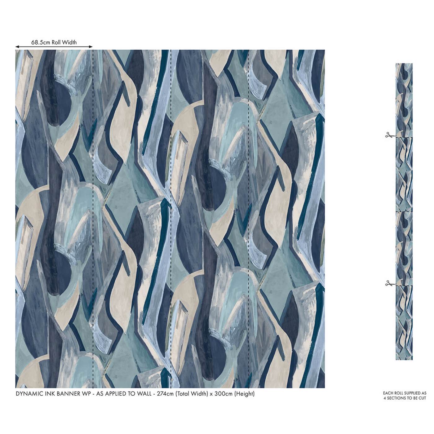 Dynamic Wallpaper - Ink Banner - Clarke & Clarke - W0231/01 - Premier Wallcovering