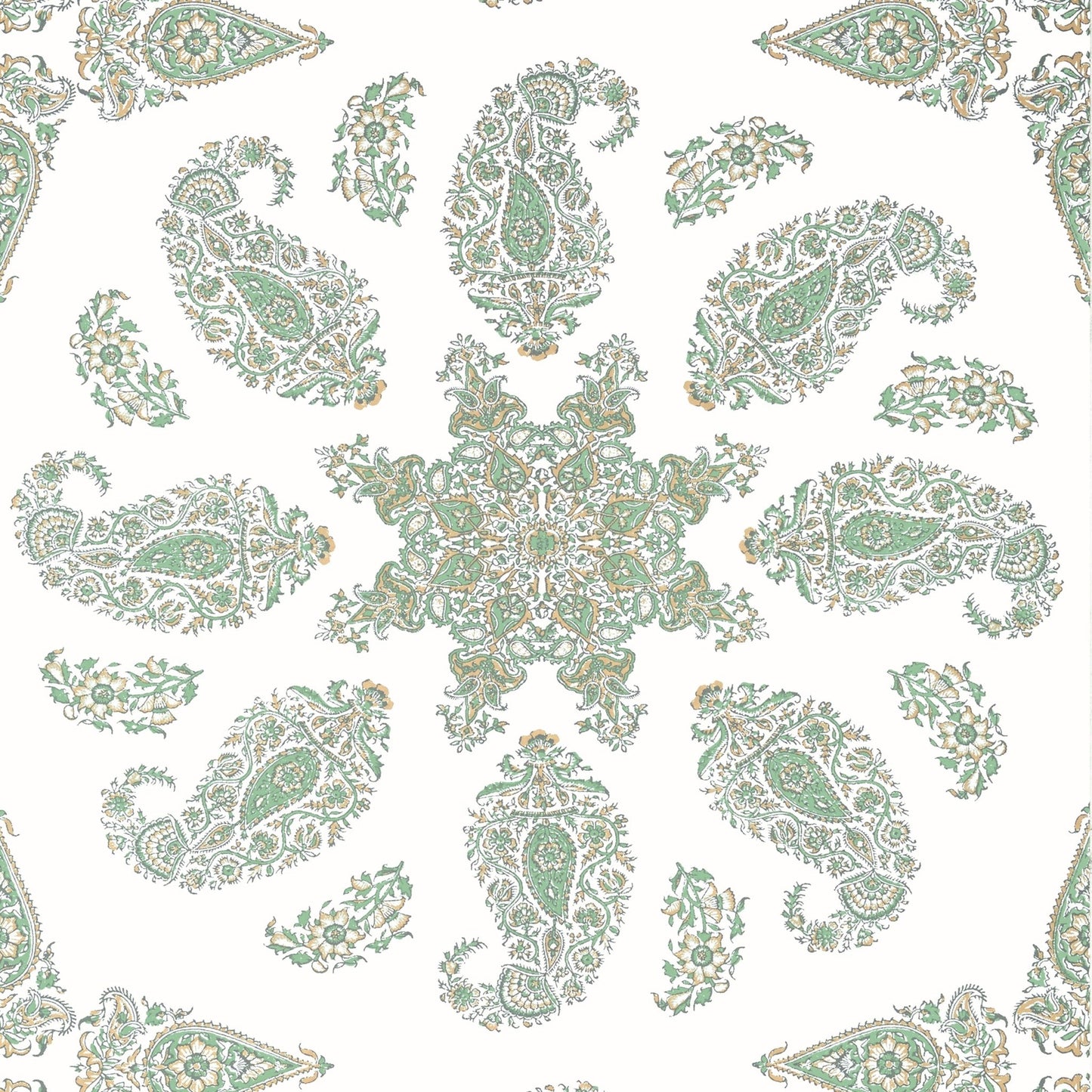 East India Wallpaper - Green & White - Thibaut - T36442 - Premier Wallcovering