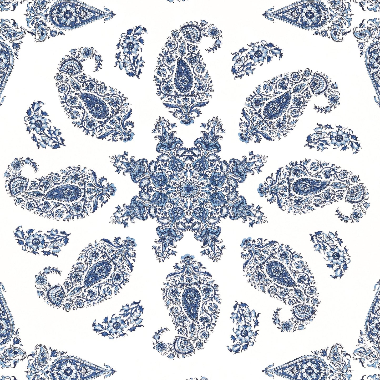 East India Wallpaper - Blue & White - Thibaut - T36429 - Premier Wallcovering
