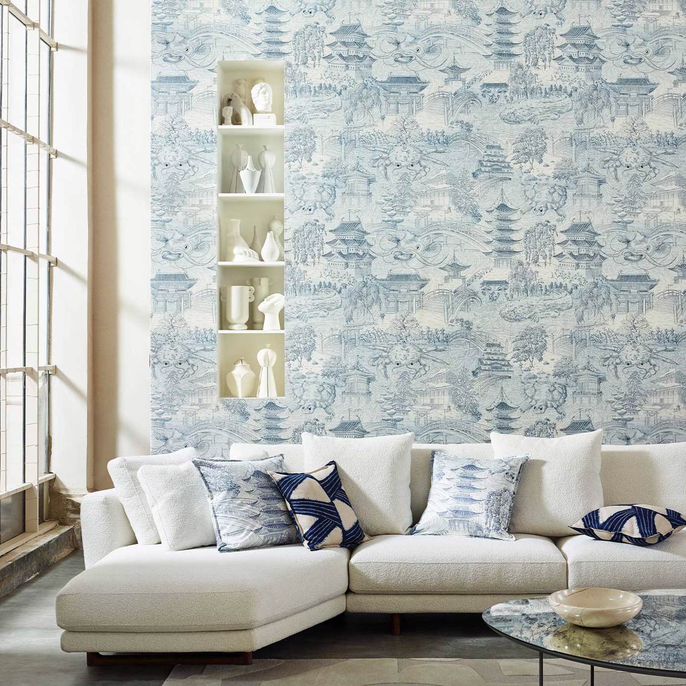 Eastern Palace Wallpaper - Indigo - ZHIW312987 - Zoffany - Premier Wallcovering