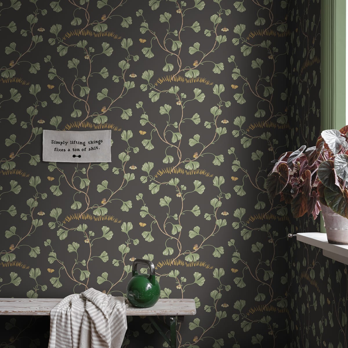 Ebba Wallpaper - Charcoal - Sandberg - S10619 - Premier Wallcovering