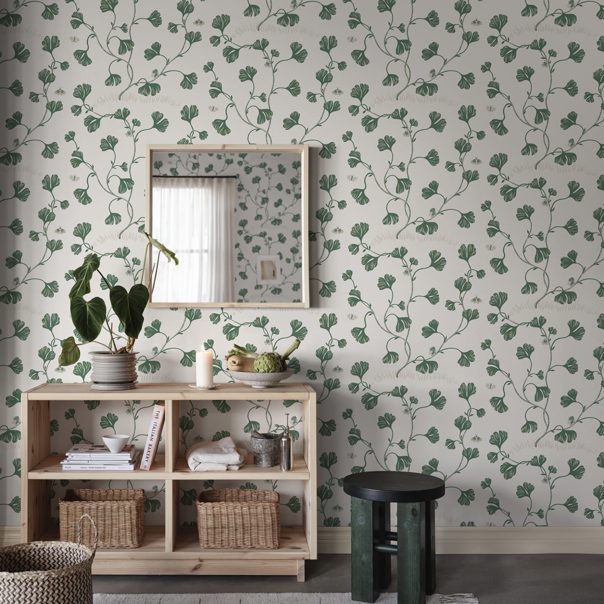 Ebba Wallpaper - Green - Sandberg - S10617 - Premier Wallcovering