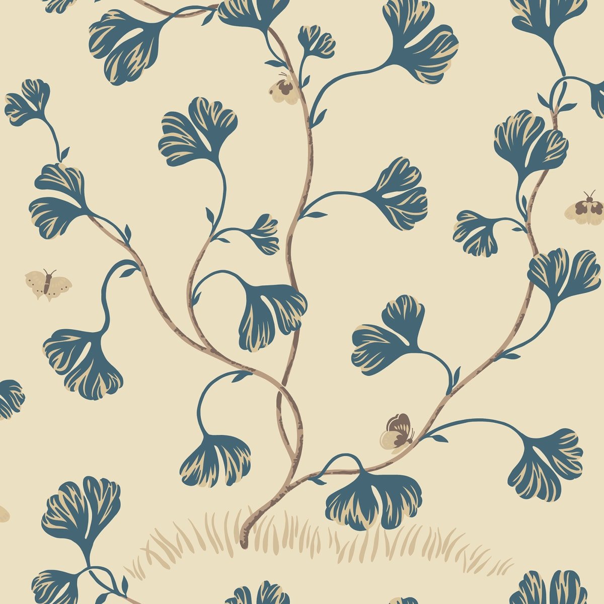 Ebba Wallpaper - Blue - Sandberg - S10618 - Premier Wallcovering