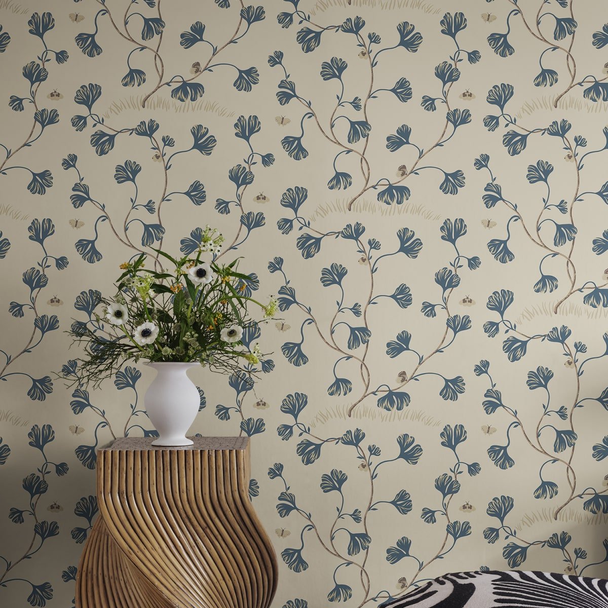 Ebba Wallpaper - Blue - Sandberg - S10618 - Premier Wallcovering