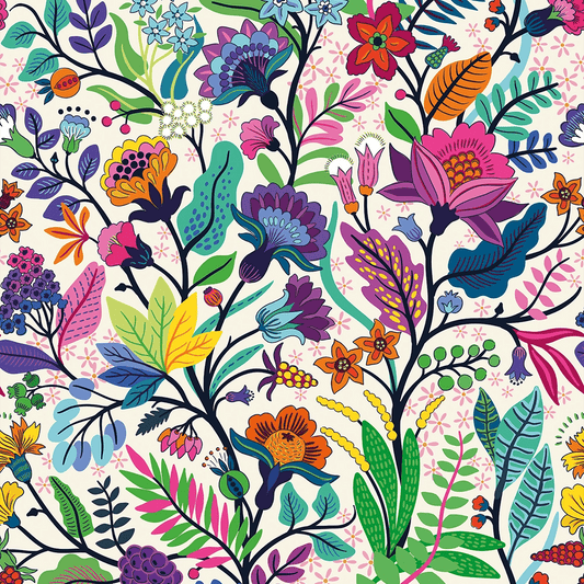 Eclectic Eden Wallpaper - Brights on Vintage Cream - Lust Home - LH900540 - Premier Wallcovering