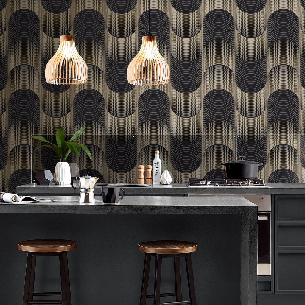 Eclipse Wallpaper - Black & Gold - Graham & Brown - 115066 - Premier Wallcovering
