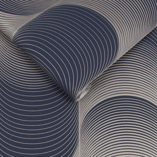 Eclipse Wallpaper - Navy Pale Gold - Graham & Brown - 115065 - Premier Wallcovering