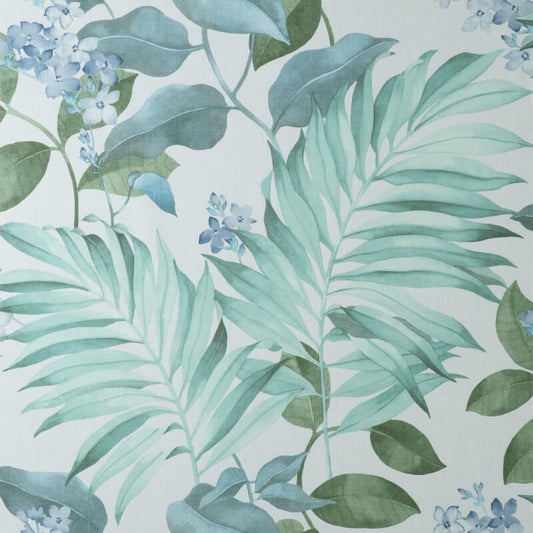 Eden Tropical Leaves Wallpaper - Grey/Blue - Crown - M1651 - Premier Wallcovering