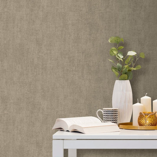 Eden Woven Texture Wallpaper - Brown - Muriva - L90828 - Premier Wallcovering