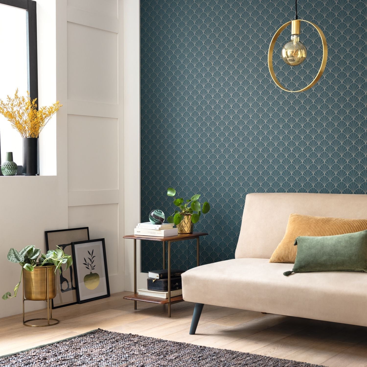 Edgar Wallpaper - Bleu Canard - Caselio - 103826217 - Premier Wallcovering