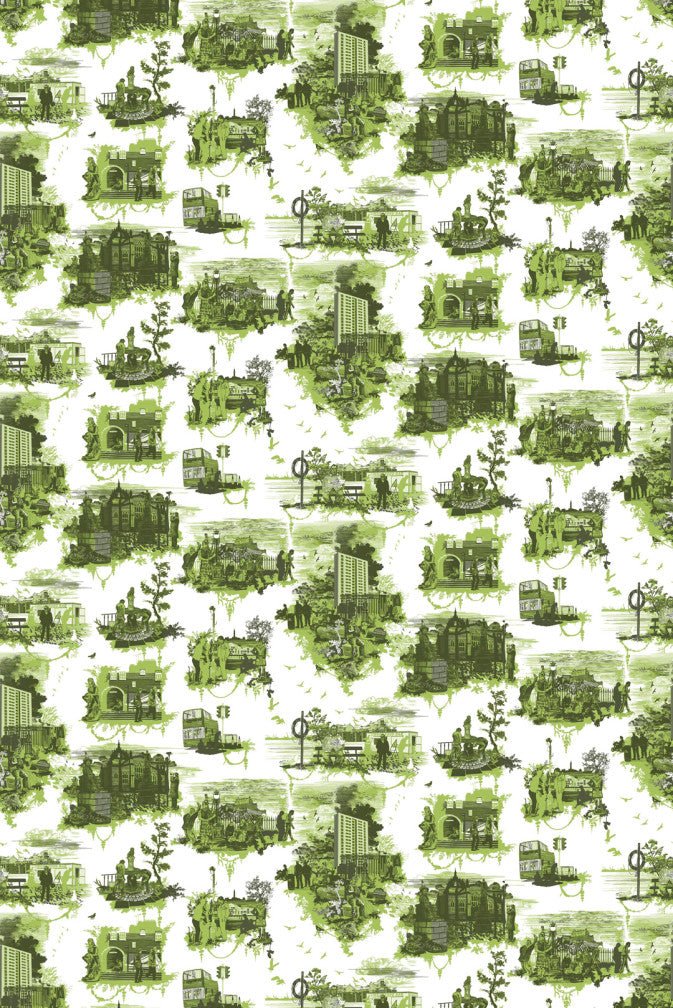 Edinburgh Toile Wallpaper - Green - Timorous Beasties - TB/EDTOIL/MICA/02 - Premier Wallcovering
