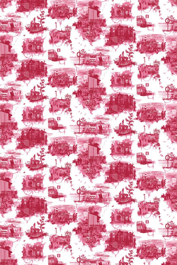 Edinburgh Toile Wallpaper - Red - Timorous Beasties - TB/EDTOIL/MICA/01 - Premier Wallcovering