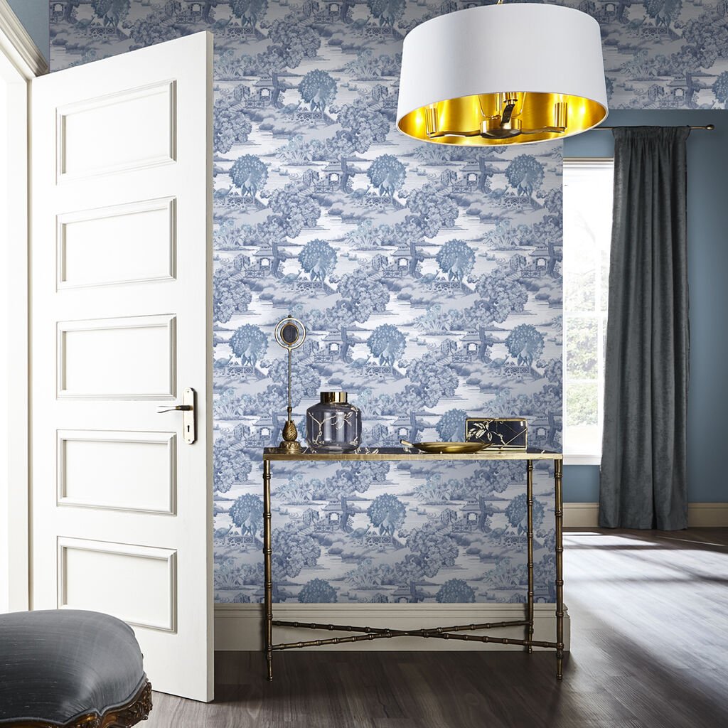 Edo Wallpaper - Blue - Graham & Brown - 107883 - Premier Wallcovering