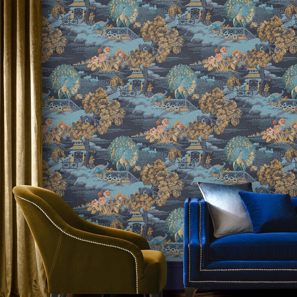 Edo Wallpaper - Navy - Graham & Brown - 107882 - Premier Wallcovering