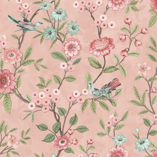 Eleanor Floral Birds Wallpaper - Pink - Fine Décor - FD43445 - Premier Wallcovering
