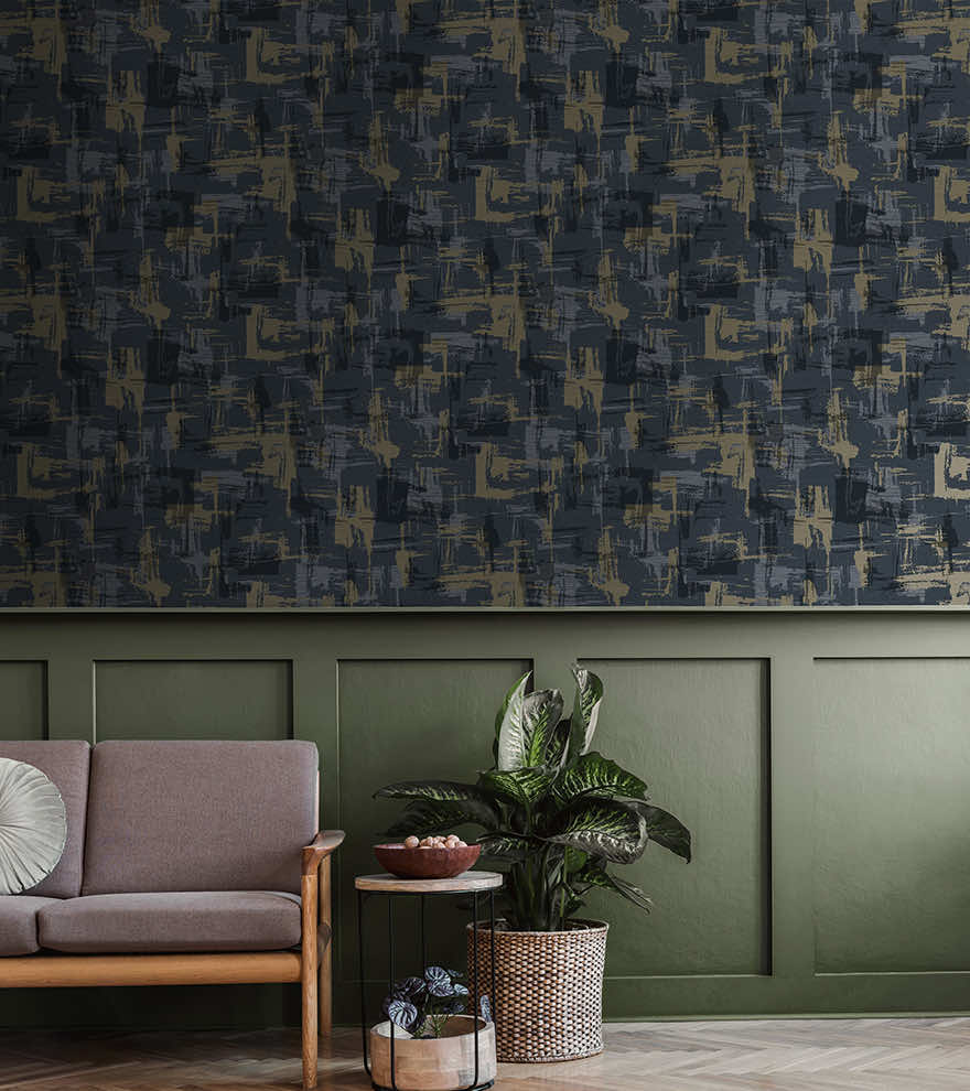 Eleanora Geo Wallpaper - Navy - Holden Décor - 91580 - Premier Wallcovering
