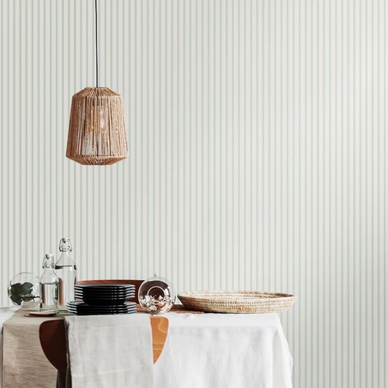 Elegance Chalk Stripe Wallpaper - Sky - Hoopla Walls - HWA1260W - Premier Wallcovering