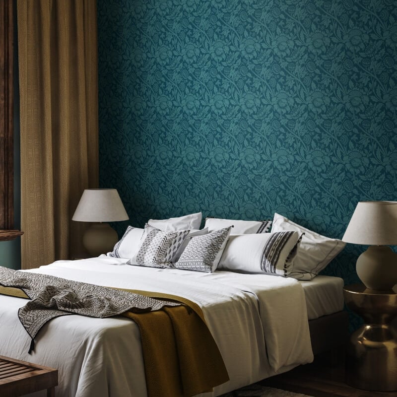 Elegance Damask Trail Wallpaper - Rich Teal - Hoopla Walls - HWA1247W - Premier Wallcovering