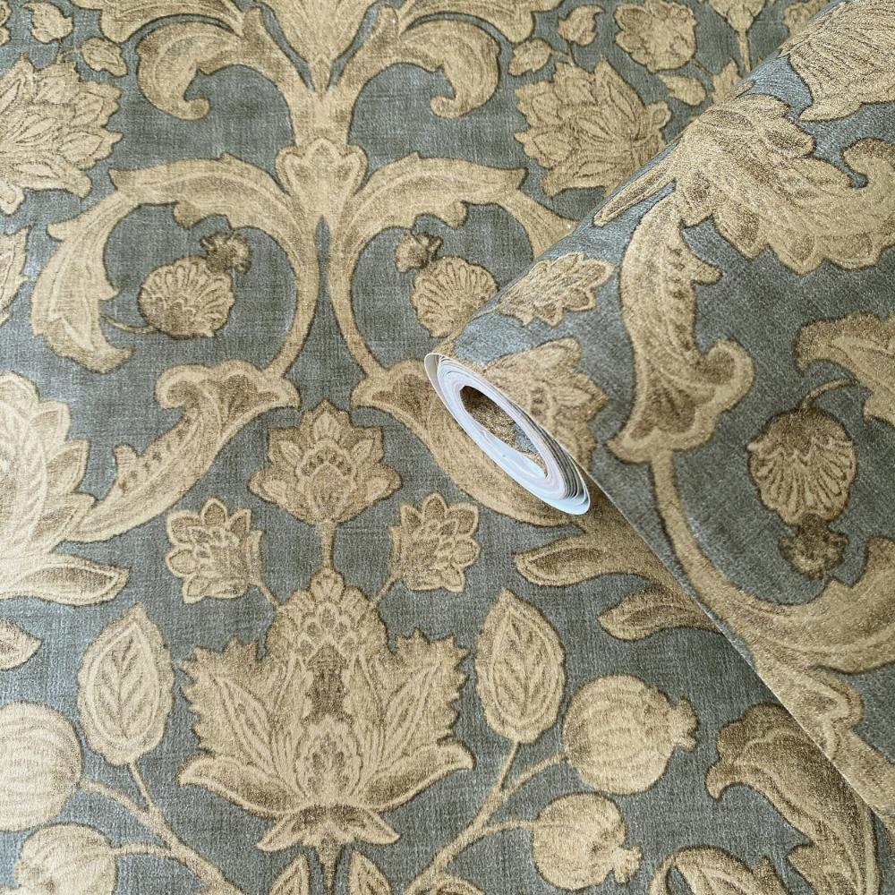 Elegance Damask Wallpaper - Green / Beige - Galerie - DWP0354 - 01 - Premier Wallcovering