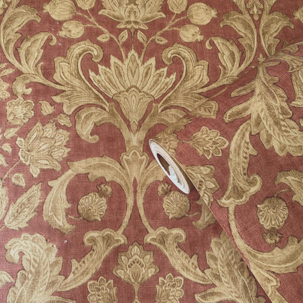 Elegance Damask Wallpaper - Red / Bronze Brown - Galerie - DWP0354 - 06 - Premier Wallcovering