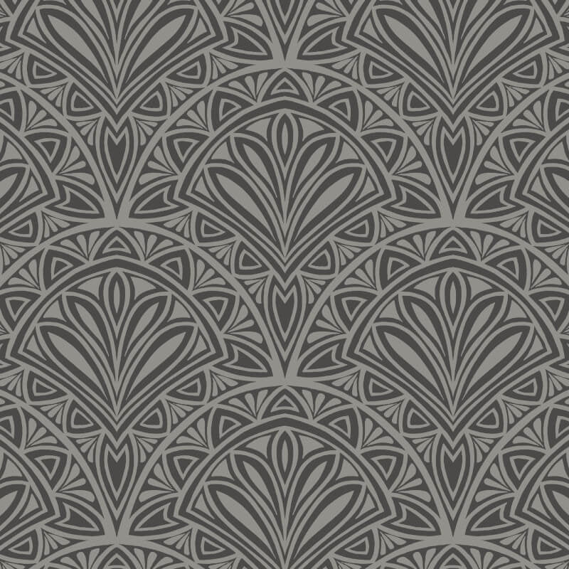 Elegance Deco Fan Wallpaper - Black - Hoopla Walls - HWA1027W - Premier Wallcovering