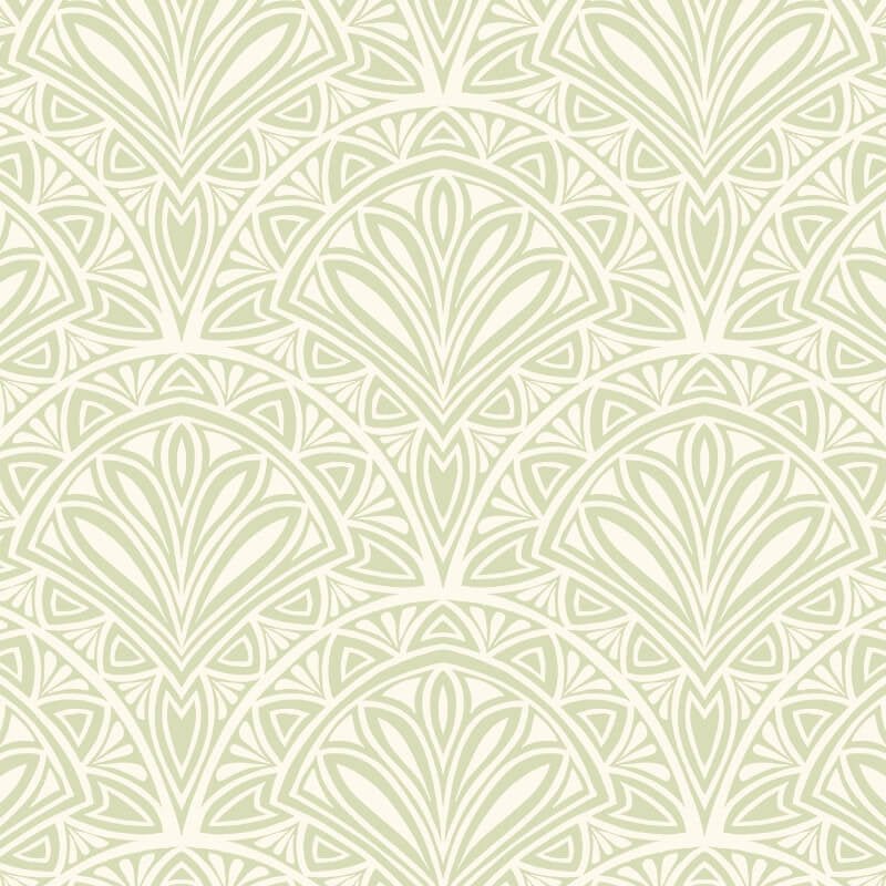 Elegance Deco Fan Wallpaper - Green - Hoopla Walls - HWA1024W - Premier Wallcovering