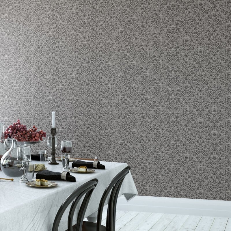 Elegance Deco Fan Wallpaper - Black - Hoopla Walls - HWA1027W - Premier Wallcovering