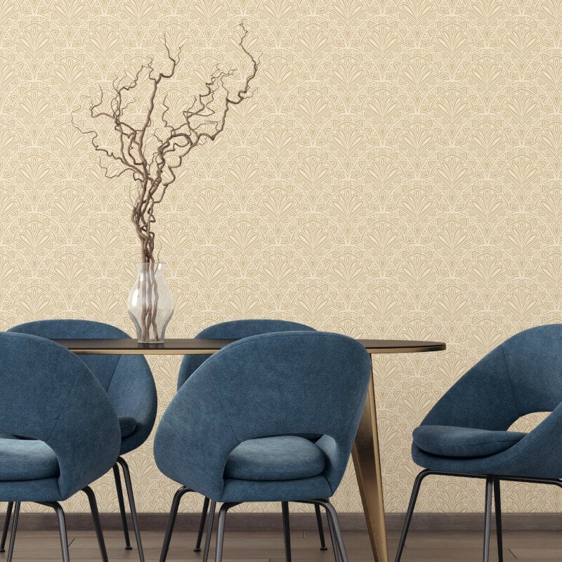 Elegance Deco Fan Wallpaper - Gold - Hoopla Walls - HWA1023W - Premier Wallcovering