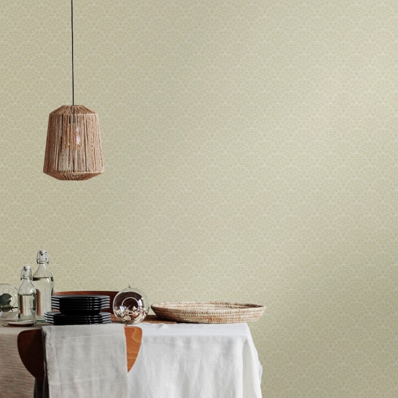 Elegance Ditsy Deco Fan Wallpaper - Sage - Hoopla Walls - HWA1269W - Premier Wallcovering