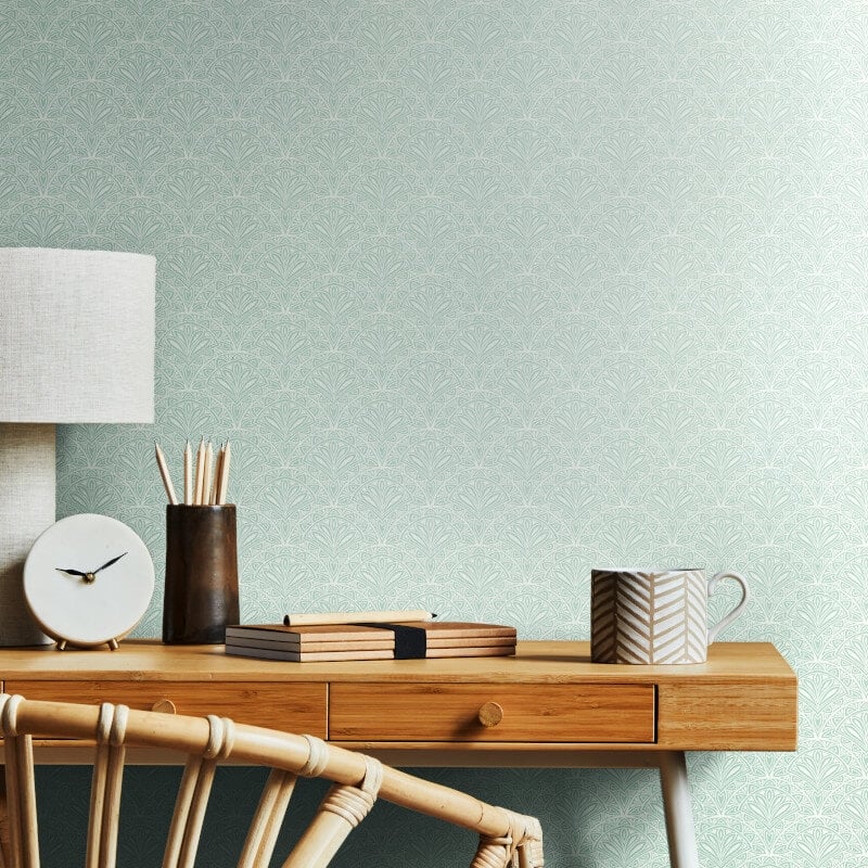 Elegance Ditsy Deco Fan Wallpaper - Sky - Hoopla Walls - HWA1268W - Premier Wallcovering