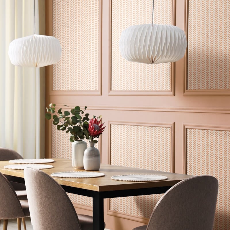 Elegance Ditsy Leaf Stripe Wallpaper - Apricot - Hoopla Walls - HWA1228W - Premier Wallcovering