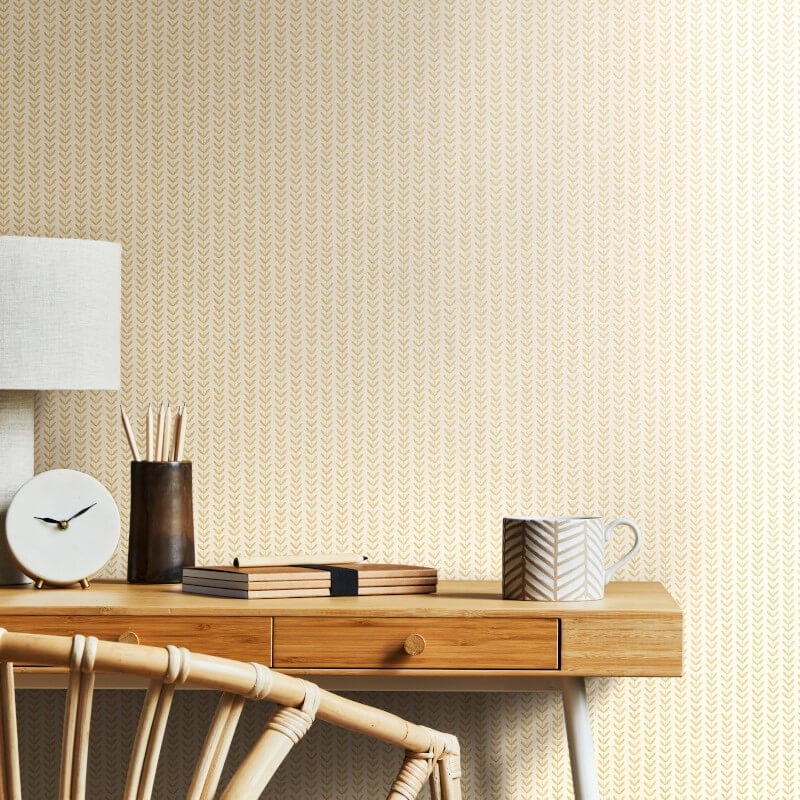 Elegance Ditsy Leaf Stripe Wallpaper - Hay - Hoopla Walls - HWA1224W - Premier Wallcovering