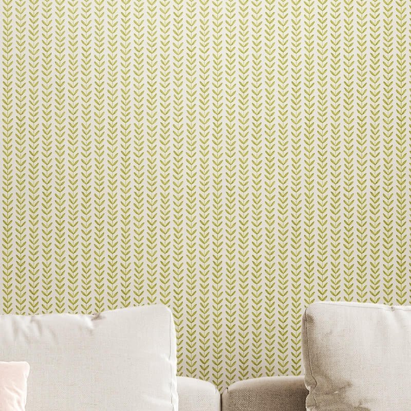 Elegance Ditsy Leaf Stripe Wallpaper - Apple - Hoopla Walls - HWA1226W - Premier Wallcovering
