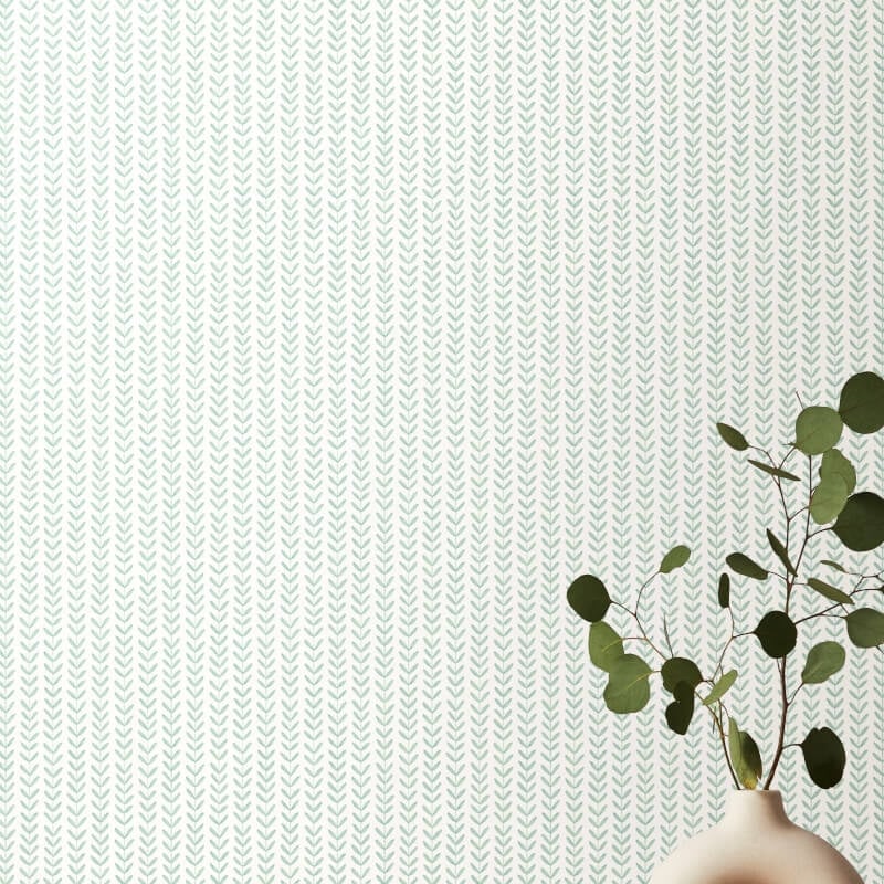 Elegance Ditsy Leaf Stripe Wallpaper - Duck Egg - Hoopla Walls - HWA1227W - Premier Wallcovering