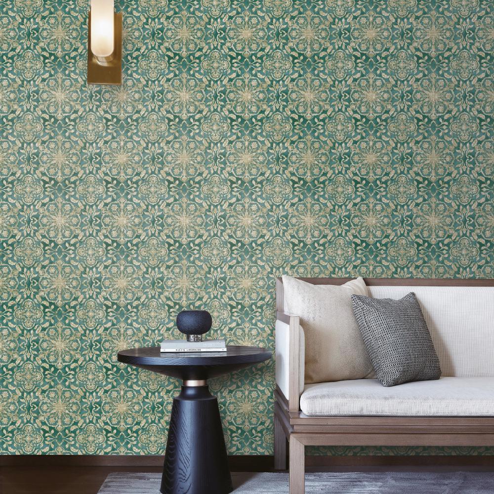 Elegance Floral Stripe Wallpaper - Green / Beige - Galerie - DWP0353 - 05 - Premier Wallcovering