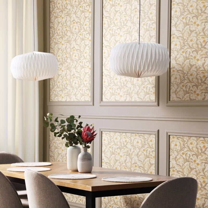 Elegance Floral Trail Wallpaper - Stone - Hoopla Walls - HWA1262W - Premier Wallcovering