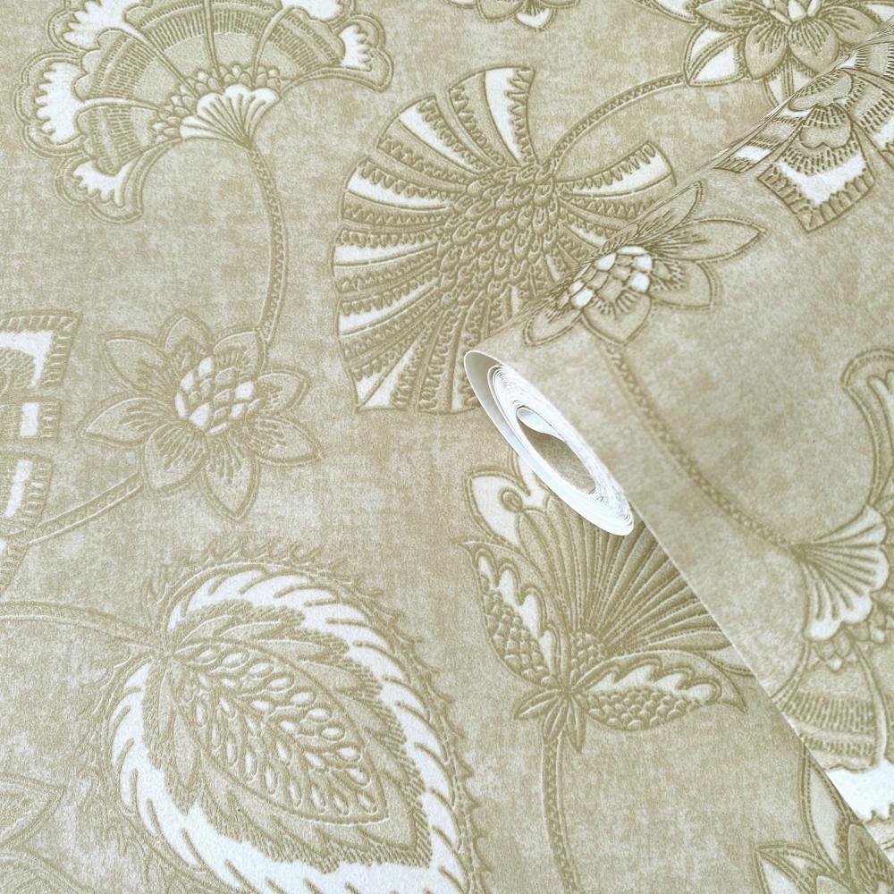 Elegance Flower Fan Wallpaper - Beige - Galerie - DWP0351 - 03 - Premier Wallcovering