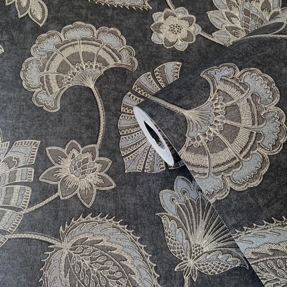 Elegance Flower Fan Wallpaper - Blue - Galerie - DWP0351 - 06 - Premier Wallcovering