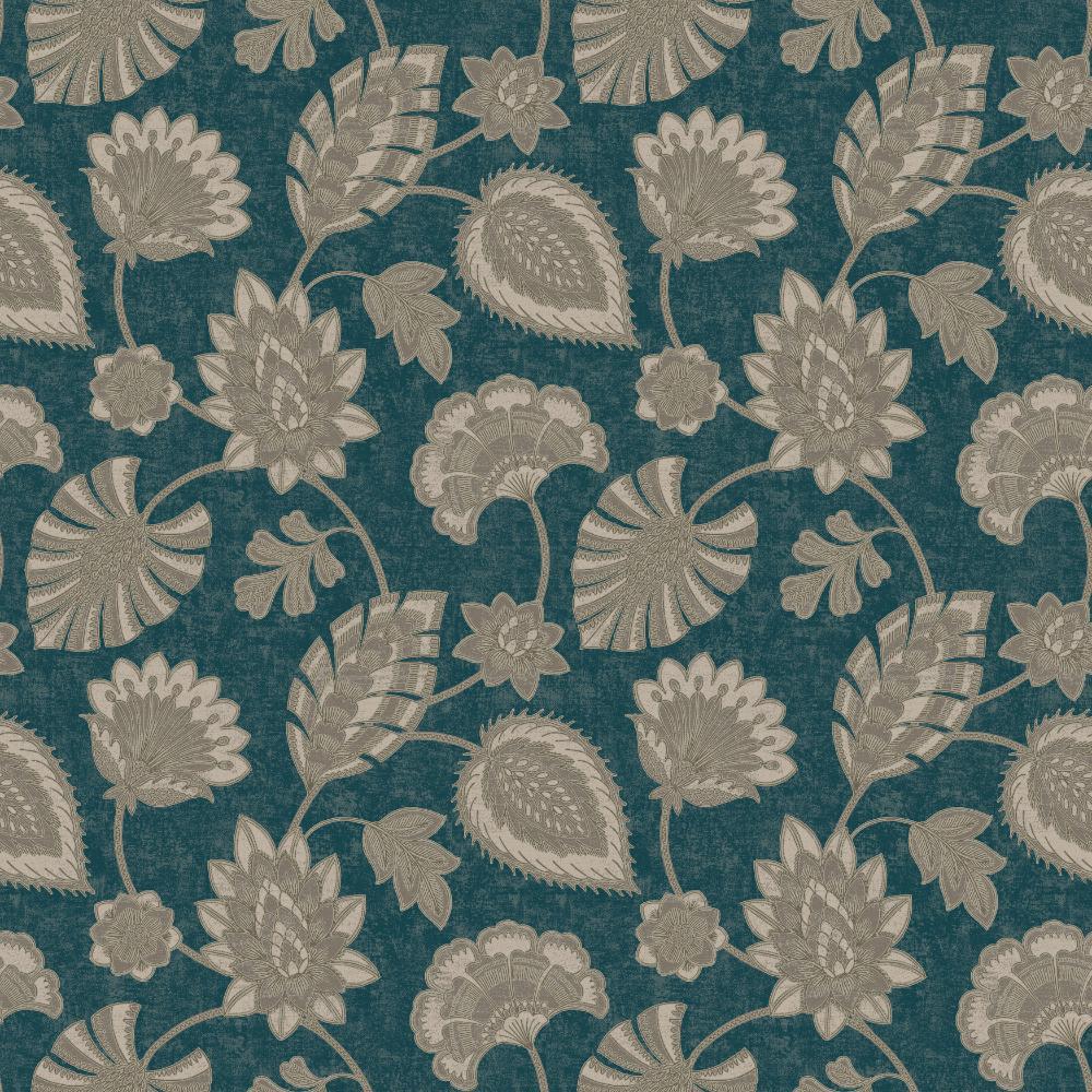 Elegance Flower Fan Wallpaper - Blue / Beige - Galerie - DWP0351 - 05 - Premier Wallcovering