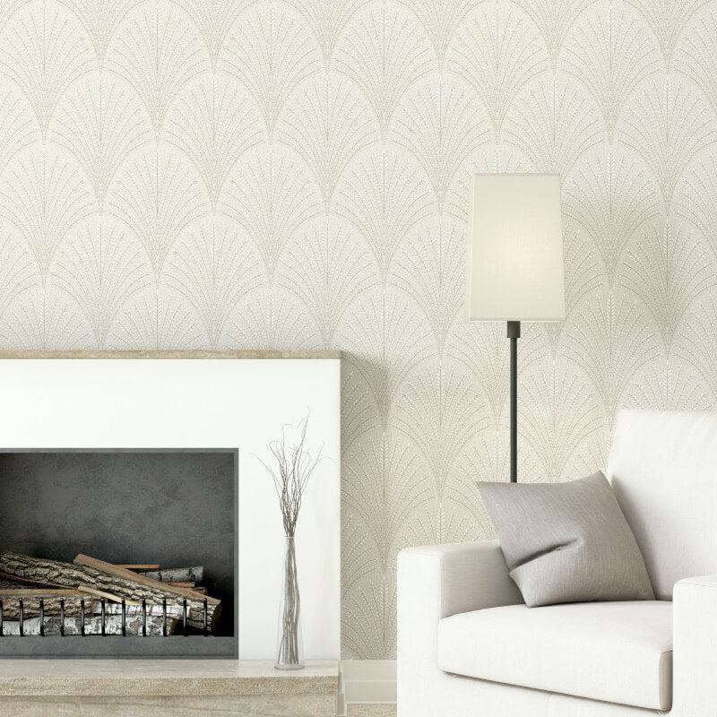 Elegance Leaf Fan Wallpaper - Natural - Hoopla Walls - HWA1031W - Premier Wallcovering