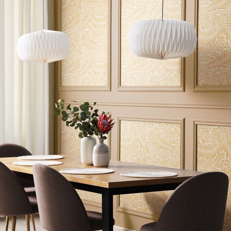 Elegance Leaf Vine Wallpaper - Butter - Hoopla Walls - HWA1235W - Premier Wallcovering
