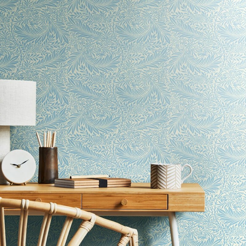 Elegance Leaf Vine Wallpaper - Wedgewood Blue - Hoopla Walls - HWA1230W - Premier Wallcovering