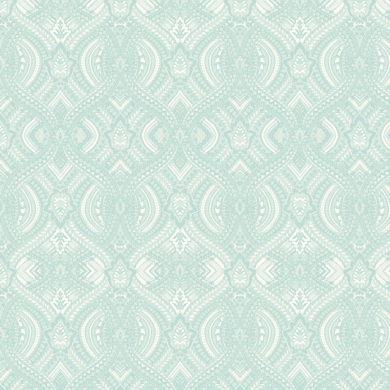 Elegance Ogee Damask Wallpaper - Duck Egg Blue - Hoopla Walls - HWA1037W - Premier Wallcovering