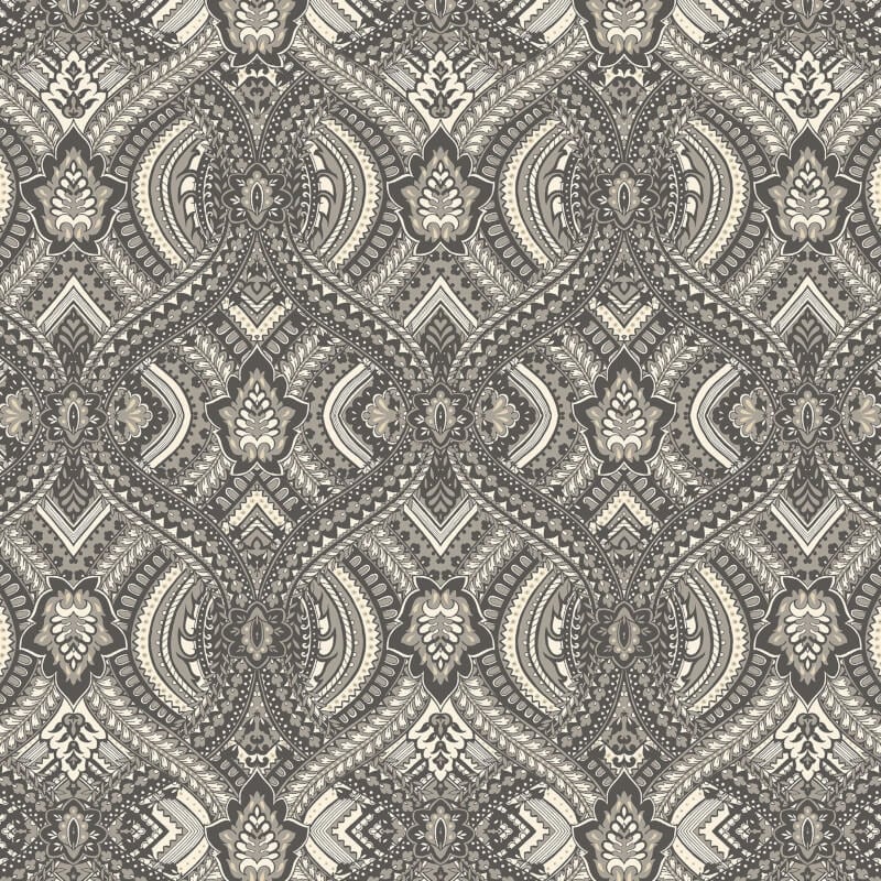 Elegance Ogee Damask Wallpaper - Black - Hoopla Walls - HWA1035W - Premier Wallcovering
